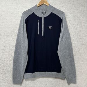 Footjoy Navy Blue Gray Tech 1/4 Zip Pullover Golf Embroidered RCC Tech Sweater L